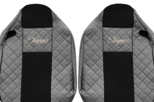 Huse scaun camion Elegance (gri, material eco-piele / velur, serie ELEGANCE, tetiera integrata pentru pasageri; tetiera soferului integrata) potrivit RENAULT T - Img 3