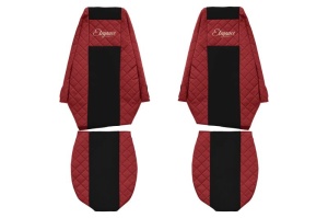 Huse scaun camion Elegance (rosu, material eco-piele / velur, serie ELEGANCE) potrivit RENAULT MAGNUM