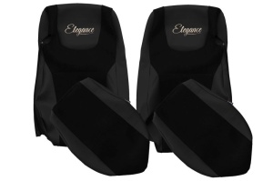 Huse scaun camion ELEGANCE S (negru, material eco-leather / velur, EURO 6) potrivit DAF XF 105, XF 106 dupa 2012