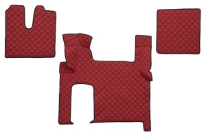 Set covor podea camion potrivit MAN ECO-LEATHER, set 3 buc. (material - eco-piele, culoare - rosu, transmisie automata) potrivit MAN TGX