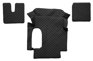Set covor podea camion potrivit MAN ECO-LEATHER, set 3 buc. (material - eco-piele, culoare - negru, cabina lata 250 cm) potrivit MAN TGA dupa 1999