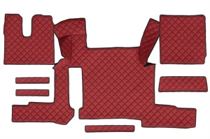 Set covor podea camion potrivit MAN ECO-LEATHER, set 7 bucati (material - eco-piele, culoare - rosu, pentru transmisie manuala) potrivit MAN TGX