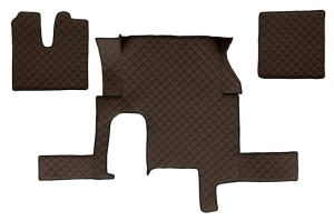 Set covor podea camion potrivit MAN un sertar, ECO-LEATHER, set 3 buc. (material - eco-piele, culoare - maro, transmisie automata) potrivit MAN TGX dupa 2006