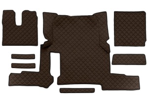 Set covor podea camion potrivit MAN un sertar, ECO-LEATHER, set 7 bucati (material - eco-piele, culoare - maro, transmisie automata) potrivit MAN TGX dupa 2019