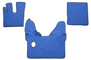 Set covorase podea camion potrivit DAF ECO-LEATHER, set 3 buc. (material - eco-piele, culoare - albastru, pentru transmisie manuala) potrivit DAF XF 105 dupa 2012 - Img 1