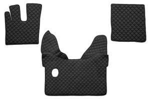 Set covorase podea camion potrivit DAF ECO-LEATHER, set 3 buc. (material - eco-piele, culoare - negru, pentru transmisie manuala) potrivit DAF XF 105 dupa 2012