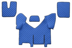 Set covorase podea camion potrivit Iveco versiune cu frigider, ECO-LEATHER, set 4 bucati (material - eco-piele, culoare - albastru, transmisie automata)