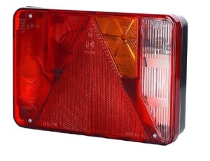 Stop spate Dreapta (12/24V, cu indicator, lampa mers inapoi, cu lumini frana, lumini parcare/pozitie, reflector triunghiular, cu ochi de sarma)