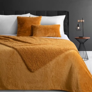 Cuvertură de pat față-verso din blană moale și piele de miel sintetică – 170x210cm | NINA Premium