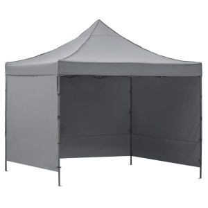 Pavilion pliabil gradina 3x3 m cu acoperis impermeabil si 3 pereti laterali, structura metalica, inaltime reglabila, gri