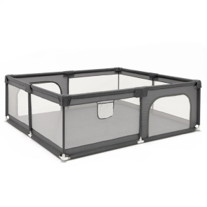 Tarc de joaca pliabil pentru copii, cu intrare cu fermoar, 180x150x66 cm, gri