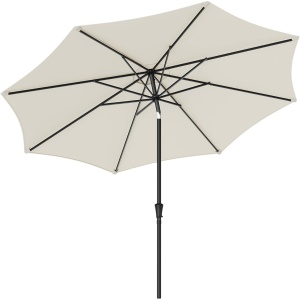 Umbrela de gradina cu manivela, 330 cm, UPF 50+, inclinare 30°, structura metalica cu 8 spite, bej