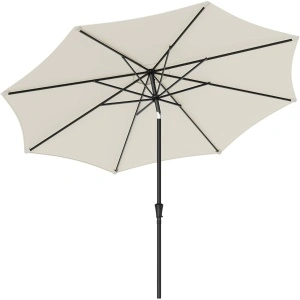 Umbrela de gradina cu manivela, 330 cm, UPF 50+, inclinare 30°, structura metalica cu 8 spite, bej