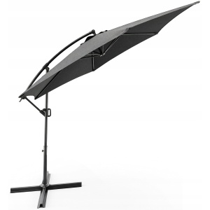 Umbrela pentru gradina XL cu rotatie 360 si ventilatie, diametru 300 cm, gri