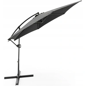 Umbrela pentru gradina XL cu rotatie 360 si ventilatie, diametru 300 cm, gri