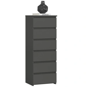 Comoda cu 6 sertare, PAL laminat 16 mm, 40x35x109 cm, gri