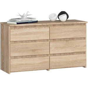 Comoda cu 6 sertare, PAL laminat, 100x35x57 cm, stejar sonoma