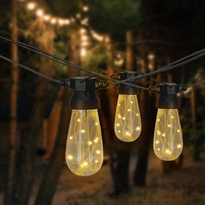 Ghirlanda luminoasa decorativa pentru exterior, alimentare la priza, 20 metri, 20 becuri LED cu iluminare calda 3000K, IP44