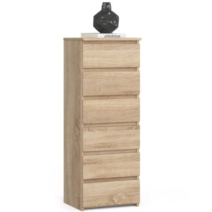 Comoda cu 6 sertare, PAL laminat 16 mm, 40x35x109 cm, stejar sonoma