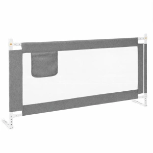 Bariera de siguranta pentru pat, protectie copii, 196 cm, reglabila pe inaltime 75-95 cm, gri