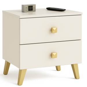 Comoda MOBI K-02 cu 2 sertare, PAL laminat 16 mm, 40x37x43 cm, casmir cu detalii aurii