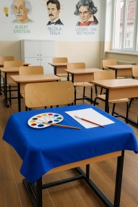 Husă de protecție pentru băncile copiilor – ideală pentru orele de pictură și arte