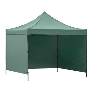 Pavilion pliabil gradina 3x3 m cu acoperis impermeabil si 3 pereti laterali, structura metalica, inaltime reglabila, verde