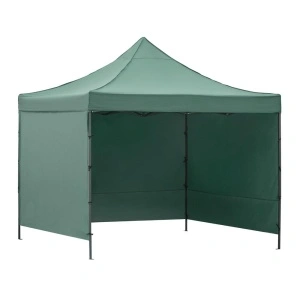 Pavilion pliabil gradina 3x3 m cu acoperis impermeabil si 3 pereti laterali, structura metalica, inaltime reglabila, verde