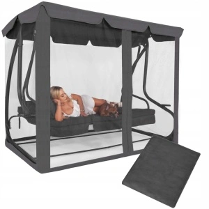 Plasa protectie insecte pentru leagan de gradina, cu fermoar vertical, 165x680 cm, gri
