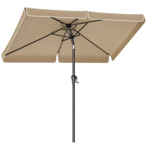 Umbrela de gradina cu manivela, UPF 50+, inclinare 30°, structura metalica, 300x200 cm, maro taupe