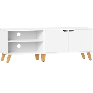 Comoda pentru TV de pana la 65 inch, cu 2 usi si raft reglabil, 40x140x50 cm, alb