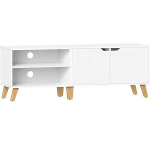 Comoda pentru TV de pana la 65 inch, cu 2 usi si raft reglabil, 40x140x50 cm, alb