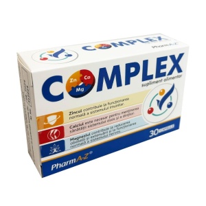 Calciu + Magneziu + Zinc Complex, 30 Capsule, PharmA-Z