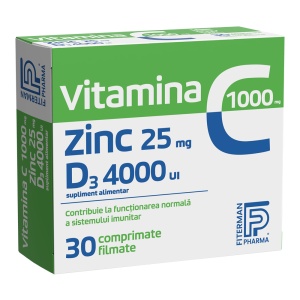 VITAMINA C 1000 +Zn 25 +D3 4000 3bls x 10cpr film