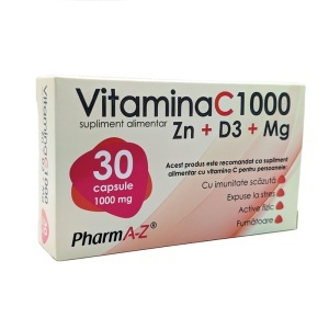 Vitamina C 1000mg +Zn+D3 + Mg, 30 capsule, PharmA-Z