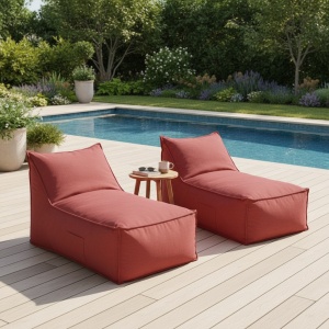 Set șezlonguri din puf cu măsuță, realizat la comandă – Confort premium exterior