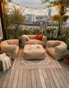 Set lounge din puf cu canapea și fotolii – Design modern și personalizat