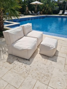 Set fotolii puf ergonomice cu taburet | Șezlong relaxare exterior - Img 2