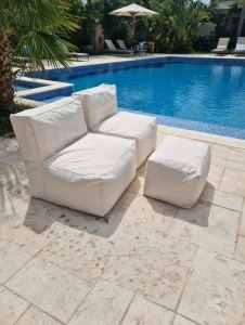 Set fotolii puf ergonomice cu taburet | Șezlong relaxare exterior - Img 2