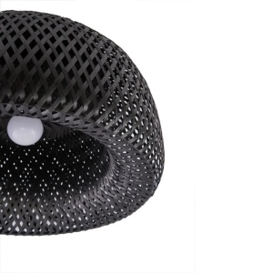 Plafoniera Linbdby Eksil, din ratan sintetic negru, soclu E27 , diametru 46.5cm, LINDBY - Img 2