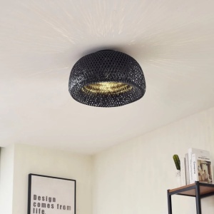 Plafoniera Linbdby Eksil, din ratan sintetic negru, soclu E27 , diametru 46.5cm, LINDBY - Img 3