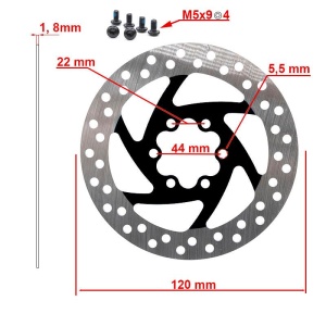 Disc frana / rotor 120mm 6H black - Img 2