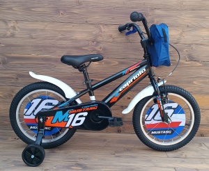 Bicicleta copii 16 Capriolo Mustang negru albastru rosu - Img 1