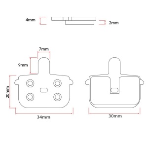 Placute frana RT001-R resin rectangular with pin - 1 set - Img 2