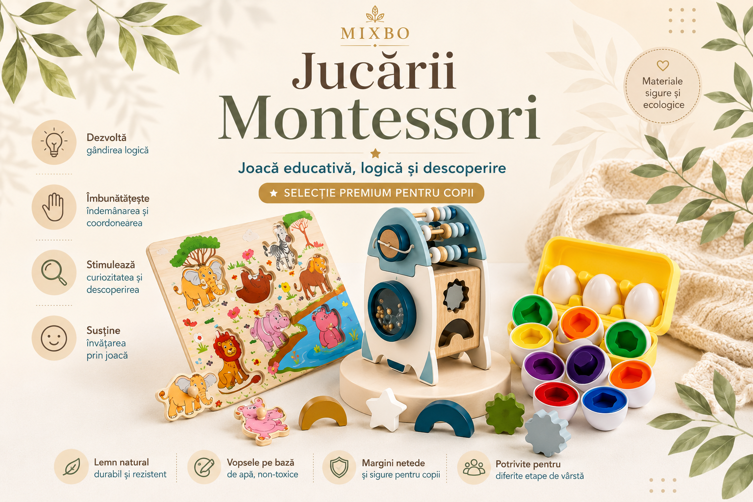 Jucării Montessori pentru copii: selecție educațională Mixbo
