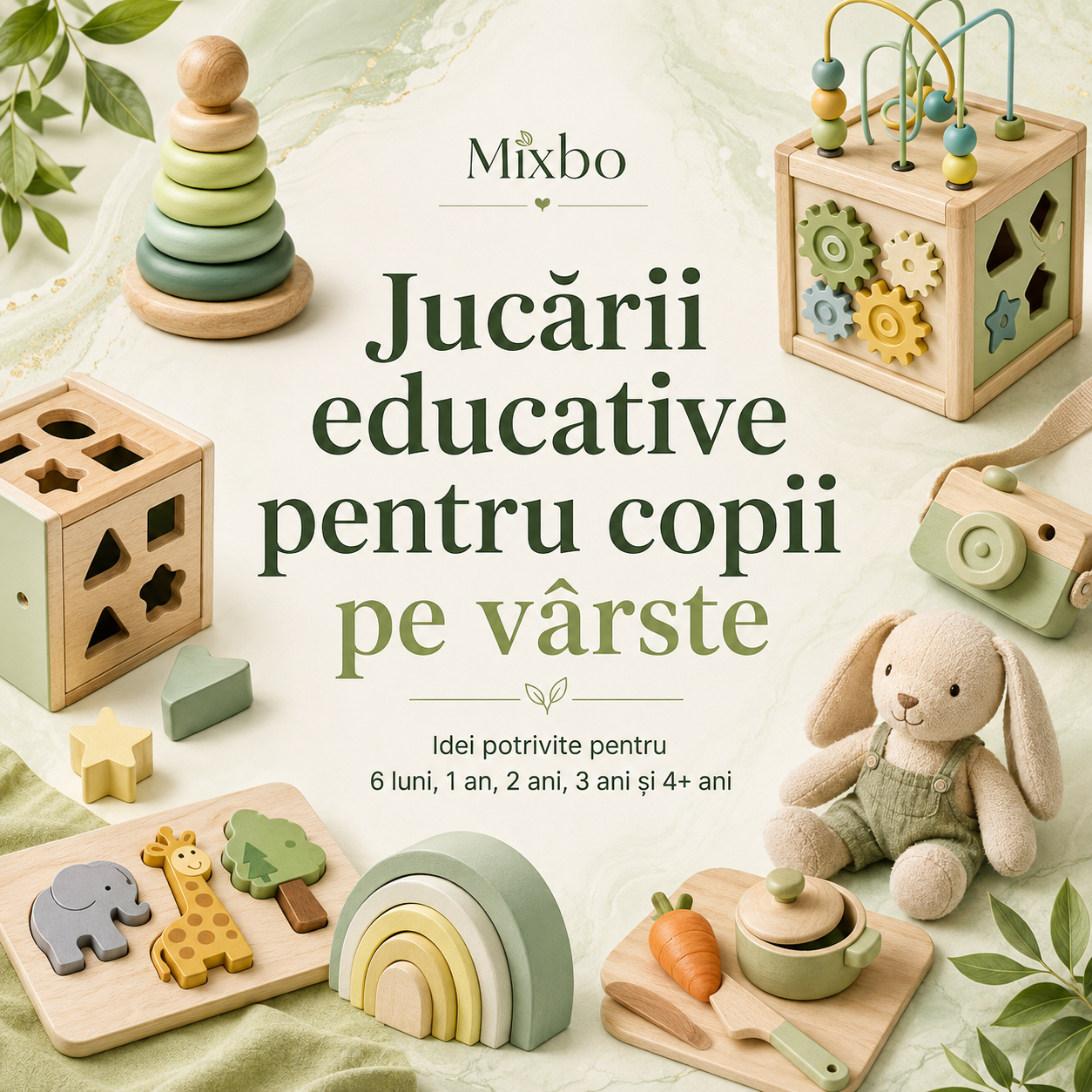 Jucării educative pentru copii pe vârste: selecție Mixbo pentru 6 luni, 1 an, 2 ani, 3 ani și 4+ ani