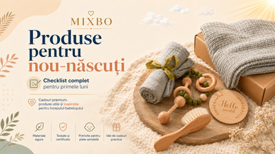Produse pentru nou-născuți: checklist complet pentru primele luni, trusou bebe și 15 recomandări Mixbo
