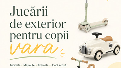 Jucării de exterior pentru copii vara: triciclete, mașinuțe, trotinete și joacă activă
