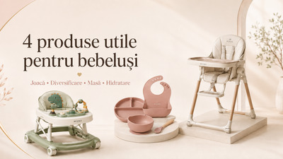 Produse utile pentru bebeluși: 4 alegeri practice pentru joacă, diversificare, masă și hidratare  Meta title