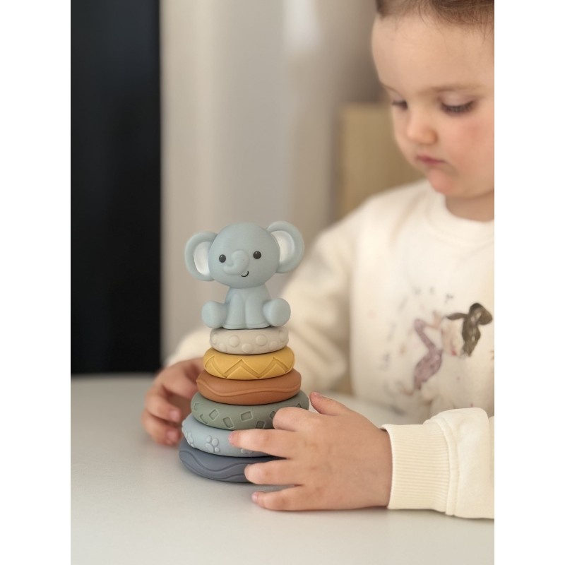 Jucărie piramidă pentru bebeluși, silicon, cuburi conectabile 3D, Koola, 6 luni+